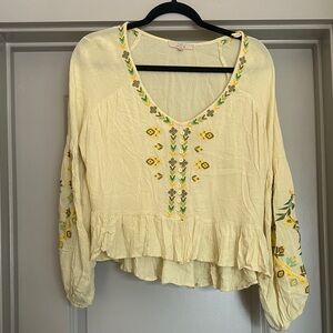 Chelsea & Violet Light Yellow Embroidered Blouse